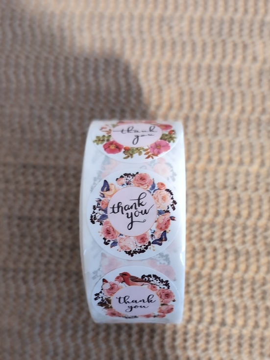 Source Unknown Other - Floral 'Thank You' Sticker Roll Of 500 New